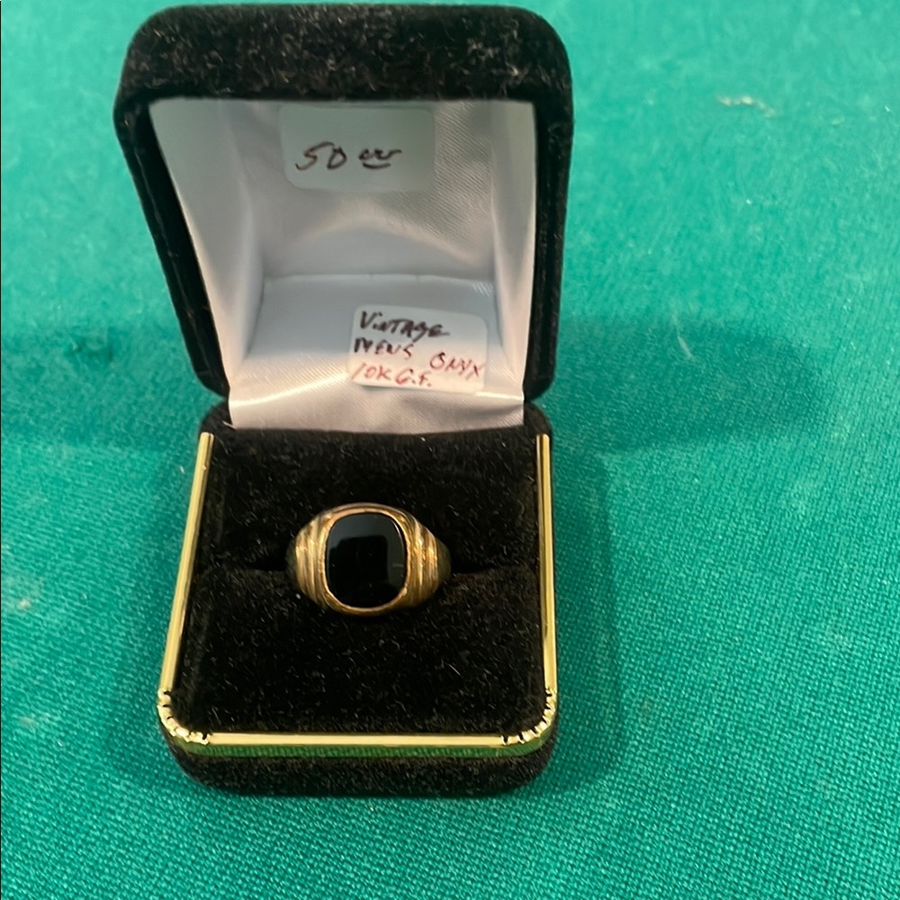 Gold Ring with Black Stone